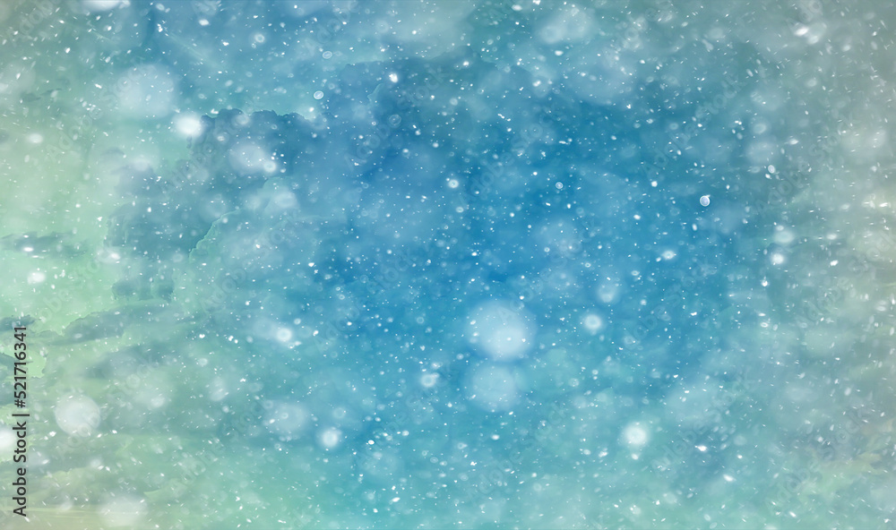 blue abstract background snowfall watercolor