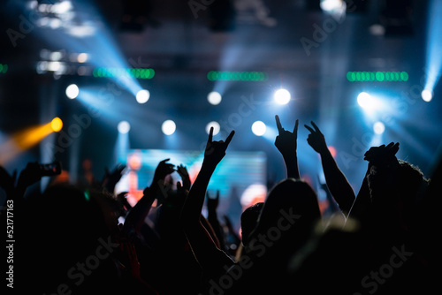 Silhouette of Fans Rock Horns at Concert