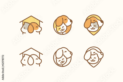 Cute pet cat and dog logo