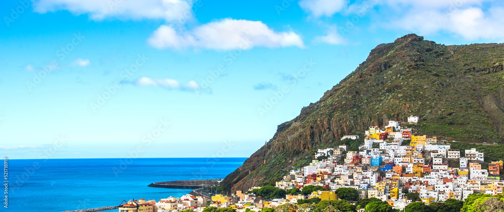 Beautiful view on San Andres near Santa Cruz de Tenerife in the north of Tenerife, Canary Islands, Spain. Panorama
