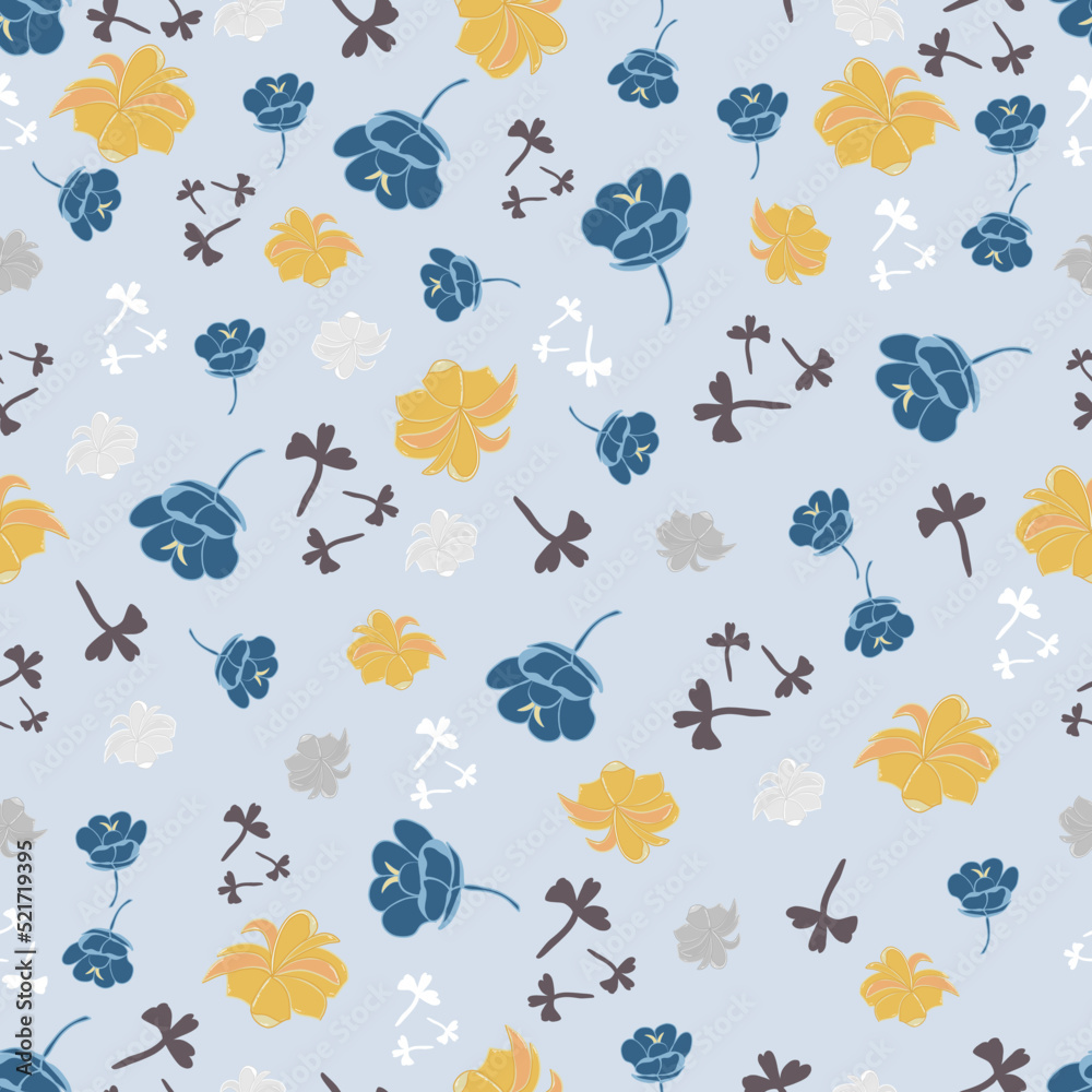 Ditsy flower seamless fabric design pattern
