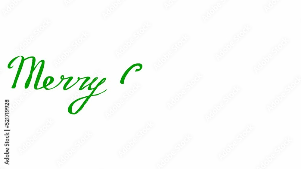 Animated green text of Merry Christmas. Hand drawn vector illustration isolated on the white background. Animated green text of Merry Christmas. Hand drawn vector illustration isolated on the white background.