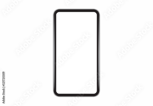 Flat Bezel less Modern Smartphone Device Isolated Empty Mockup Screen