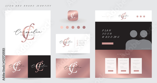 Luxury rose gold gradient logo and brand identity