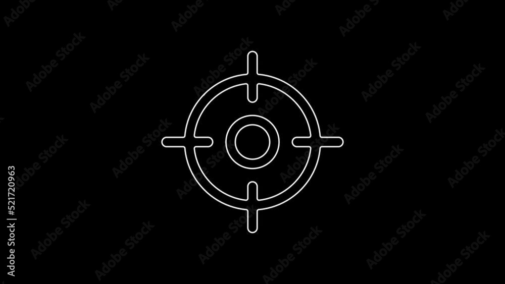 White line Target sport icon isolated on black background. Clean target with numbers for shooting range or shooting. 4K Video motion graphic animation White line Target sport icon isolated on black background. Clean target with numbers for shooting range or shooting. 4K Video motion graphic animation