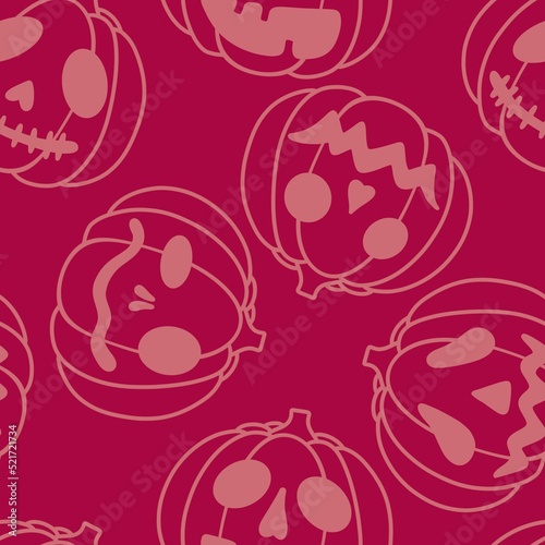 Autumn cartoon line art seamless pumpkins pattern for clothes print and wrapping and notebooks and kids