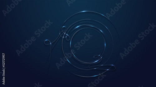 Circle silver lines on royal imperial deep blue background