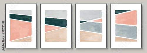Set of Abstract Hand Painted Illustrations for Postcard, Social Media Banner, Brochure Cover Design or Wall Decoration Background. Modern Abstract Painting Artwork. Vector Pattern