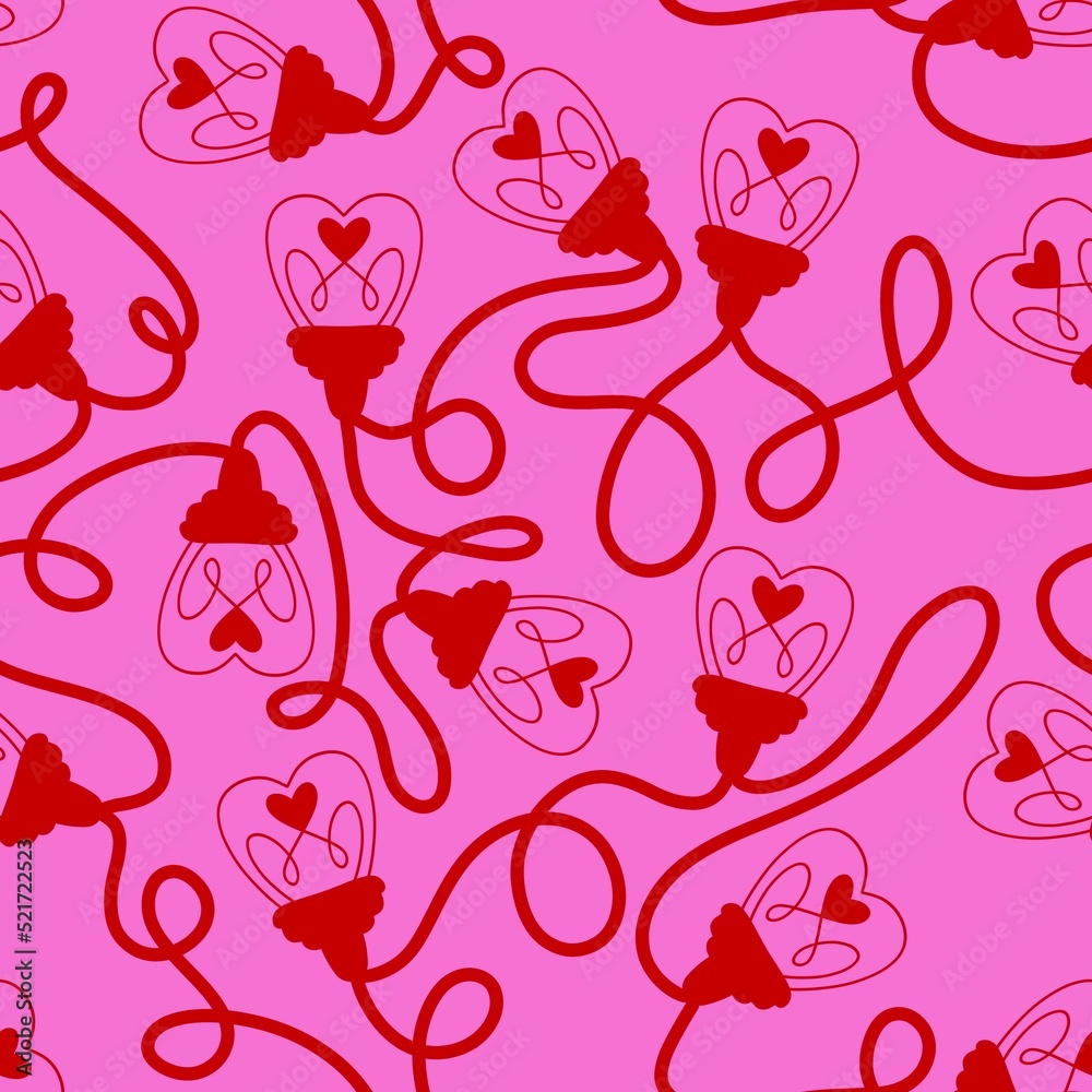 Illumination seamless light heart bulbs pattern for Christmas wrapping and valentines print and kids accessories Illumination seamless light heart bulbs pattern for Christmas wrapping and valentines print and kids accessories