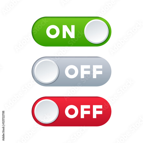 Set with realistic 3d style toggle switch sliders on and off vector illustration