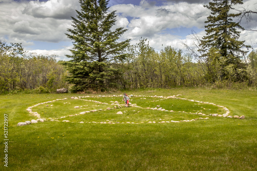 Obraz na plátně Medicine Wheel and teepee poles Fort Normandeau Red Deer Crossing Red Deer Alber