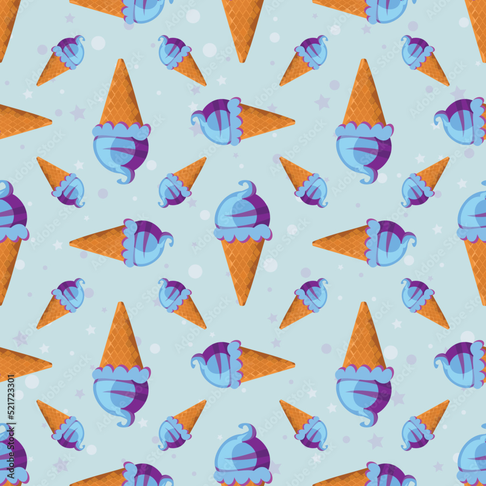 Blue ice cream pattern wallpaper