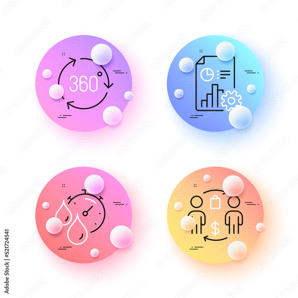 360 degree, Timer and Buying process minimal line icons. 3d spheres or balls buttons. Report icons. For web, application, printing. Virtual reality, Drying time, Supermarket bag. Vector 360 degree, Timer and Buying process minimal line icons. 3d spheres or balls buttons. Report icons. For web, application, printing. Virtual reality, Drying time, Supermarket bag. Vector