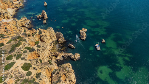 Algarve coast at sunset time, travel concept.