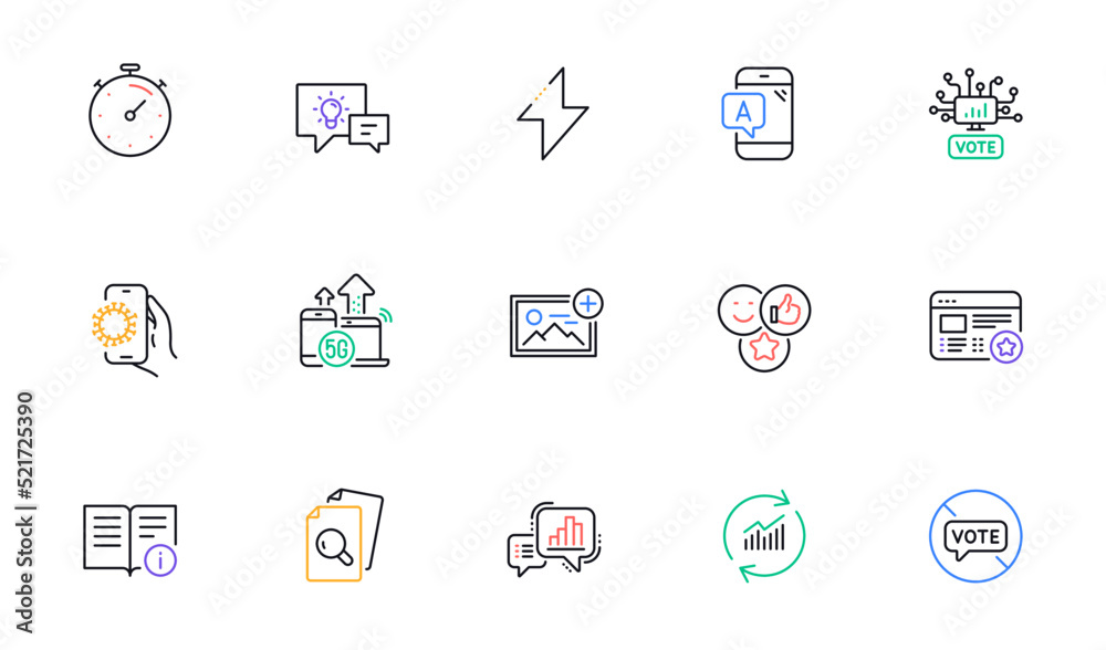 Like, Favorite and Inspect line icons for website, printing. Collection of Covid app, Idea lamp, Stop voting icons. Add photo, Graph chart, 5g internet web elements. Technical info. Vector Like, Favorite and Inspect line icons for website, printing. Collection of Covid app, Idea lamp, Stop voting icons. Add photo, Graph chart, 5g internet web elements. Technical info. Vector