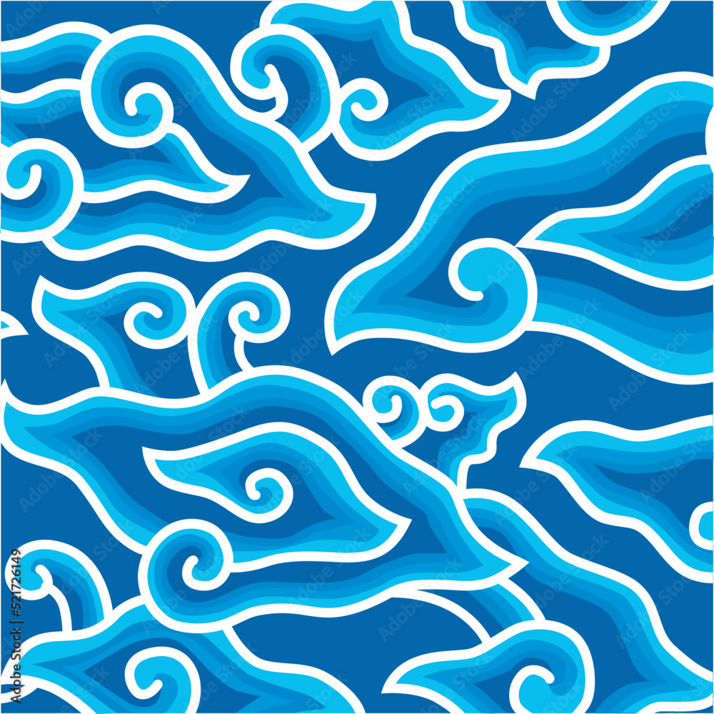 Mega mendung blue batik cloth motif from Indonesia Mega mendung blue batik cloth motif from Indonesia