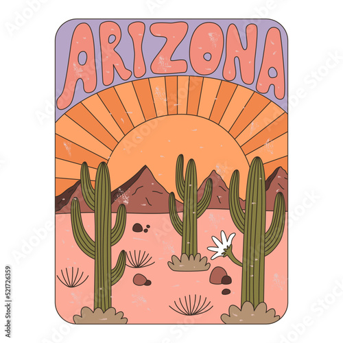 Arizona desert vibes print. Vector illustration