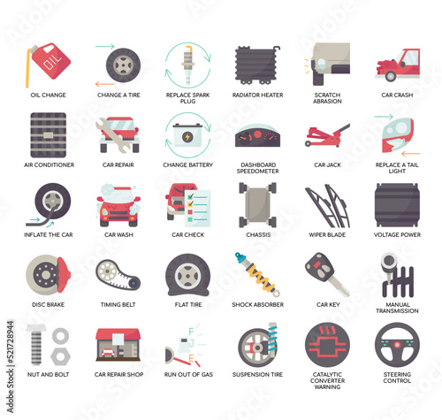 Set of Car Repair thin line icons for any web and app project.