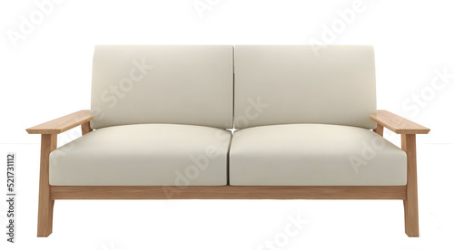 White 2-seat chair on transparent background. png. 3d rendering