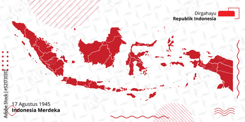 indonesian independence day banner 17 august 1945, simple background with a little free space you can add a logo according to the year of independence