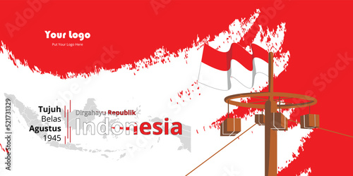 indonesian independence day banner 17 august 1945, simple background with a little free space you can add a logo according to the year of independence photo