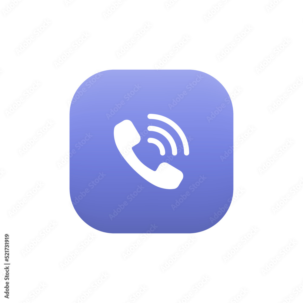 Phone call, telephone ringing icon vector on square button Phone call, telephone ringing icon vector on square button
