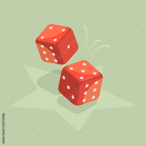 3D Isometric Flat Vector Icon of Dice, Casino Game Cubes