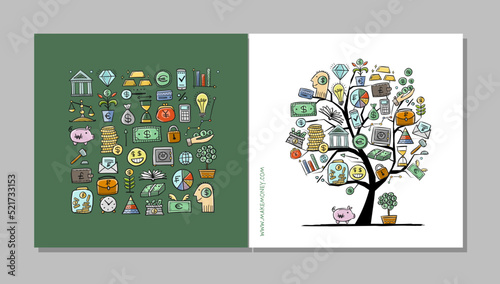 Make money, investment concept art for your business. Cards, banner, web, promotional materials. Corporate identity template. Vector illustration