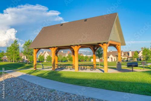Small pavilion in a large park at Daybreak, South Jordan, Utah photo