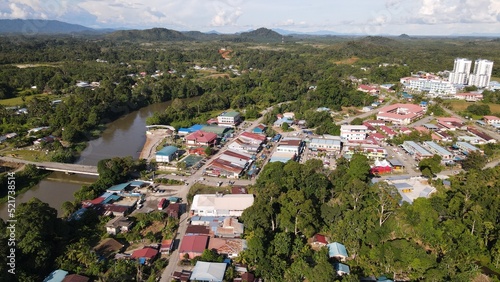 Lubok Antu, Malaysia - August 6, 2022: The Lubok Antu Village of Sarawak photo