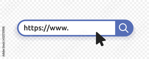 Search bar web design element template with cursor vector illustration isolated on transparent background.