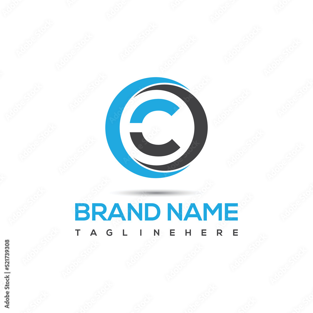 creative letter c logo design with circle and shadow under shadow template. creative letter c logo design with circle and shadow under shadow template.
