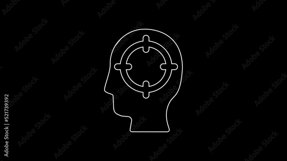 White line Head hunting icon isolated on black background. Business target or Employment sign. Human resource and recruitment for business. 4K Video motion graphic animation White line Head hunting icon isolated on black background. Business target or Employment sign. Human resource and recruitment for business. 4K Video motion graphic animation