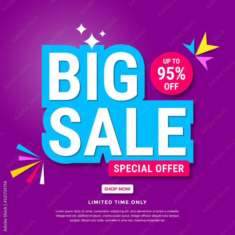 Big sale banner template design. Abstract sale banner. promotion poster. special offer up to 95% off Big sale banner template design. Abstract sale banner. promotion poster. special offer up to 95% off