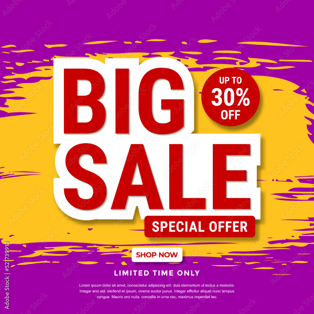 Big sale banner template design. Abstract sale banner. promotion poster. special offer up to 30% off