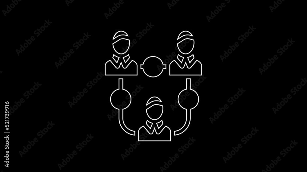 White line Project team base icon isolated on black background. Business analysis and planning, consulting, team work, project management. 4K Video motion graphic animation White line Project team base icon isolated on black background. Business analysis and planning, consulting, team work, project management. 4K Video motion graphic animation