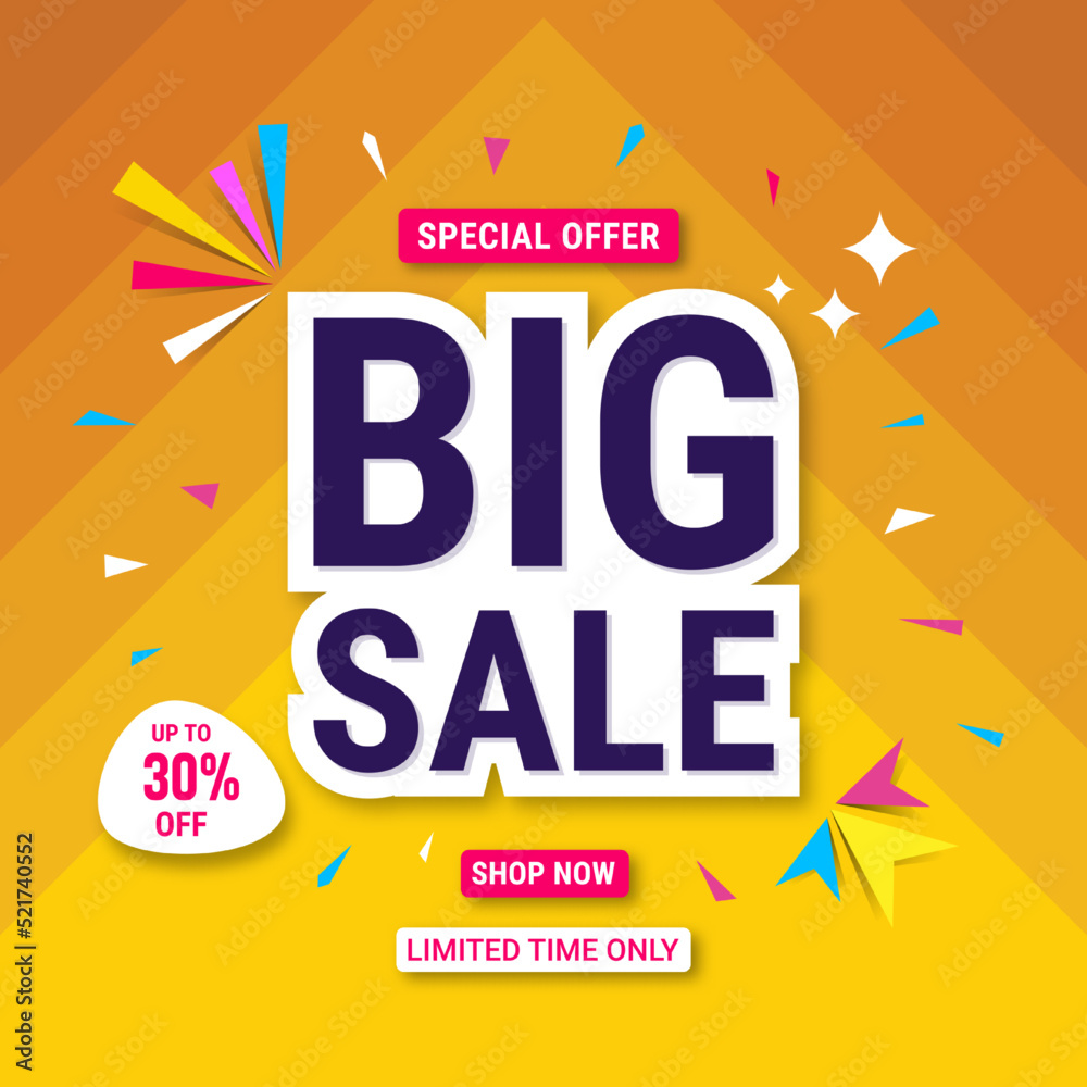 Big sale banner template design. Abstract sale banner. promotion poster. special offer up to 30% off