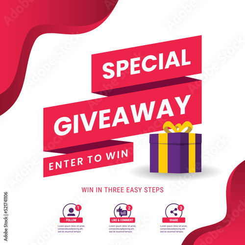Giveaway social media contest vector template.