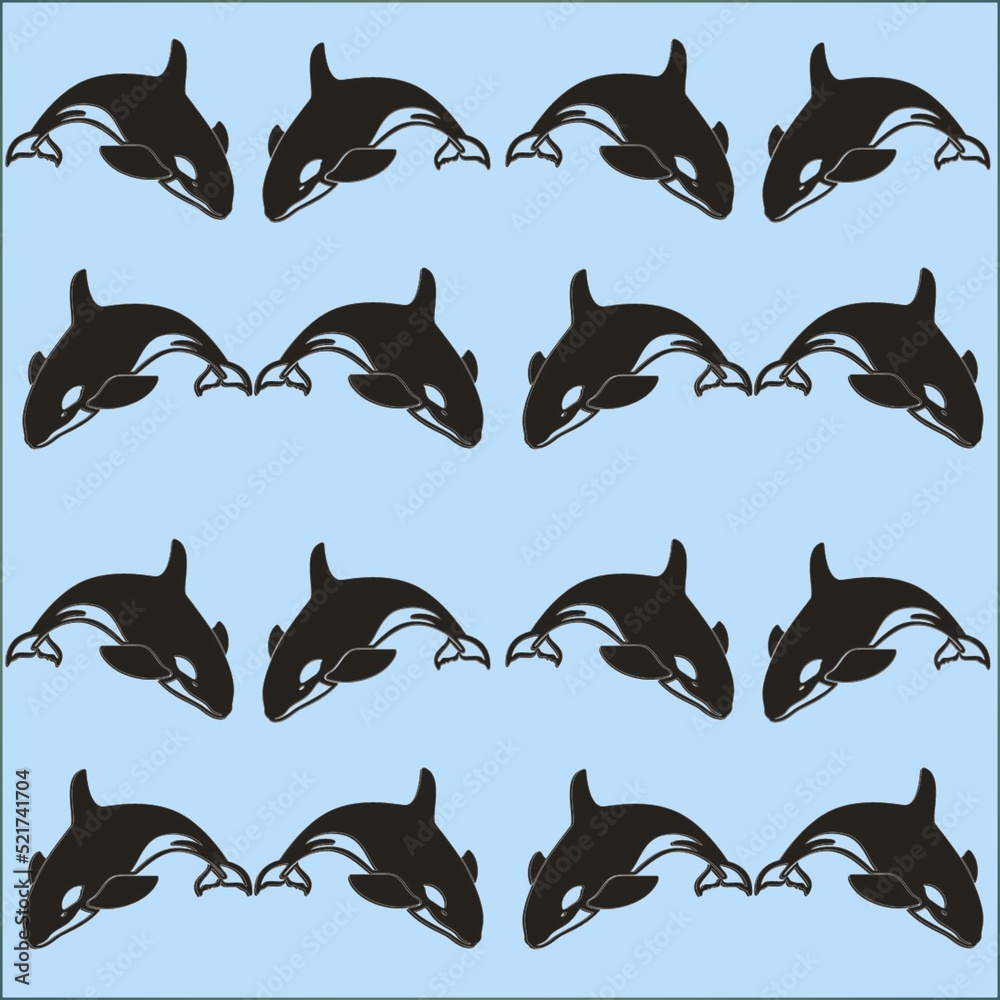 Naklejka premium Illustration killer whale pattern wallpape