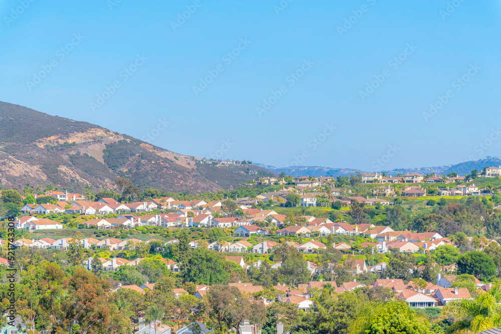 Suburban mountainside houses at San Diego, California