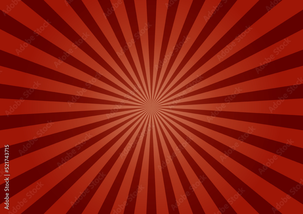 Abstract of sunburst or sunbeams red gradient color blank background. Empty retro vintage style backdrop in square format.