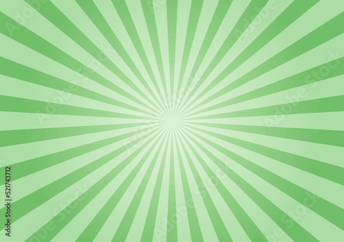 Abstract of sunburst or sunbeams green gradient color blank background. Empty retro vintage style backdrop in square format.