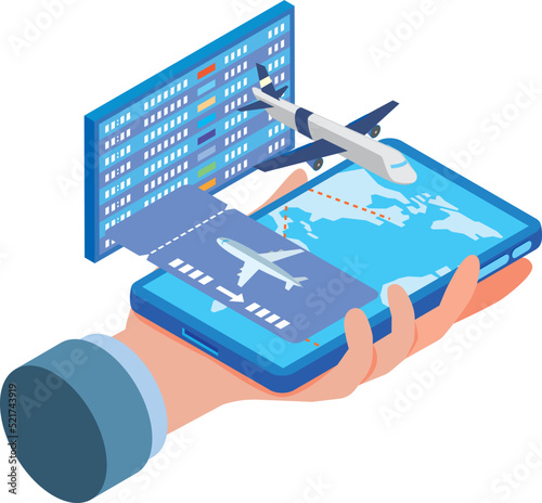 スマートフォンで飛行機のチケット購入のイメージ