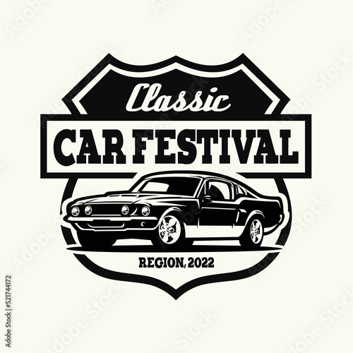 Classic car emblem badge logo vector illustration isolated