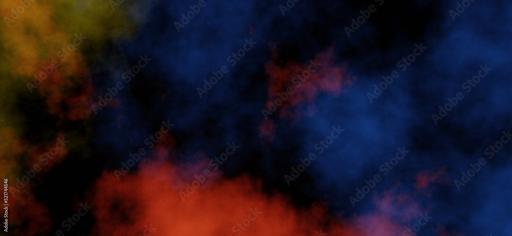 Colorful smoke, cloud with star background.