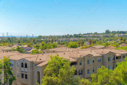 Ladera Ranch residential buildings in high angle view at Southern California photo