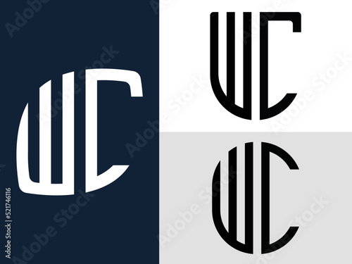 Creative Initial Letters WC Logo Designs Bundle.
