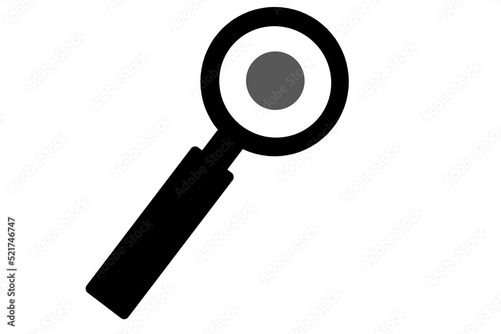 Search icon, magnifying glass isolated on white background for website and apps.