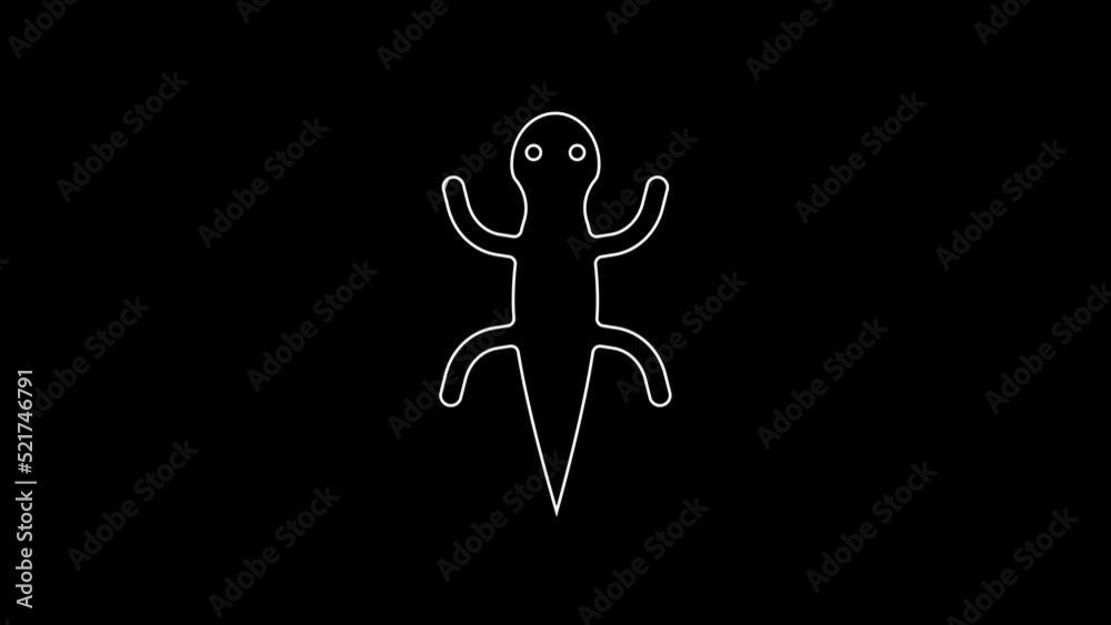 White line Lizard icon isolated on black background. 4K Video motion graphic animation White line Lizard icon isolated on black background. 4K Video motion graphic animation
