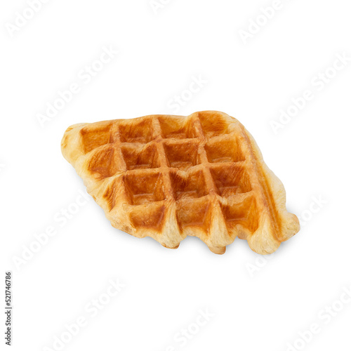 Croissant Waffle isolated on white background with clipping path.